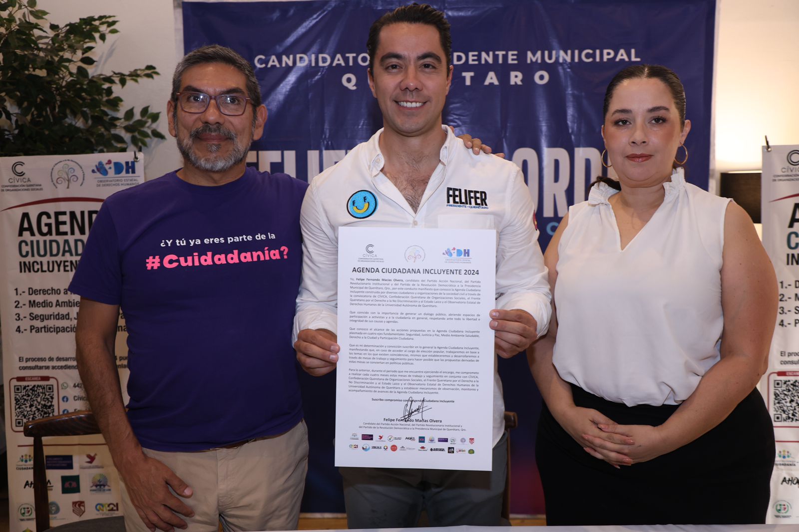 Firma Felifer Macías la Agenda Ciudadana Incluyente 2024 