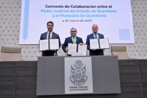 Firma Felifer Macías convenio con el Poder Judicial del Estado de Querétaro para agilizar medidas de protección urgentes